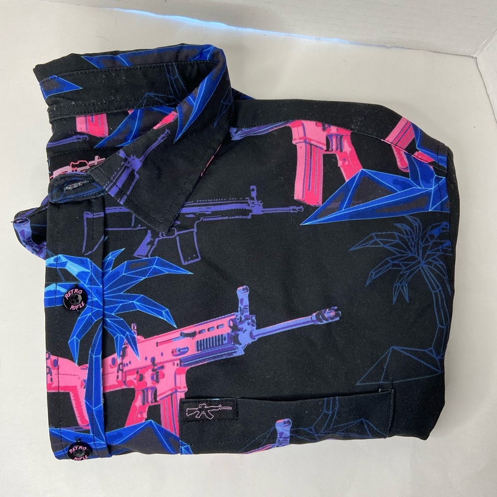 Retro Rifle The Palm Men’s Button Down Shirt - Size Large - Like New